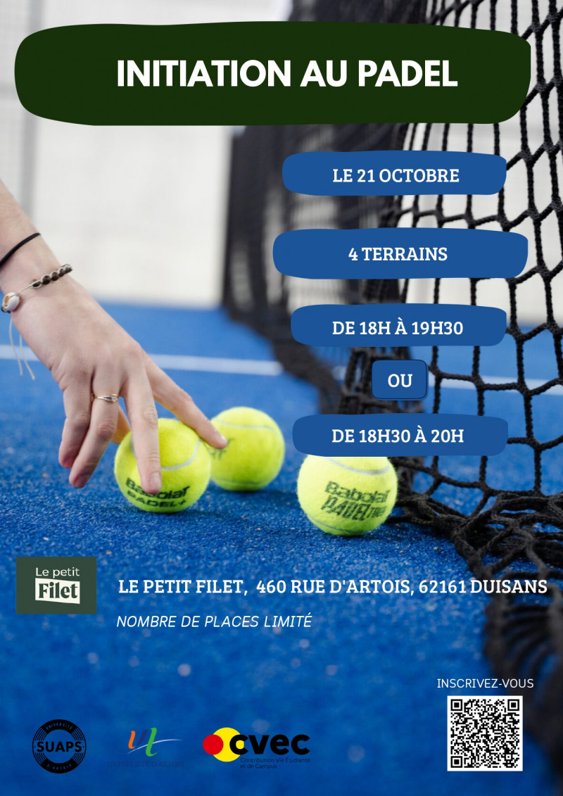 INITIATION AU PADEL - 21 OCTOBRE - LE PETIT FILET ARRAS