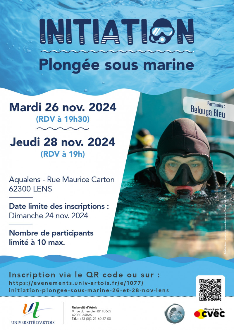 INITIATION PLONGEE SOUS MARINE - 26 ET 28 NOV - LENS