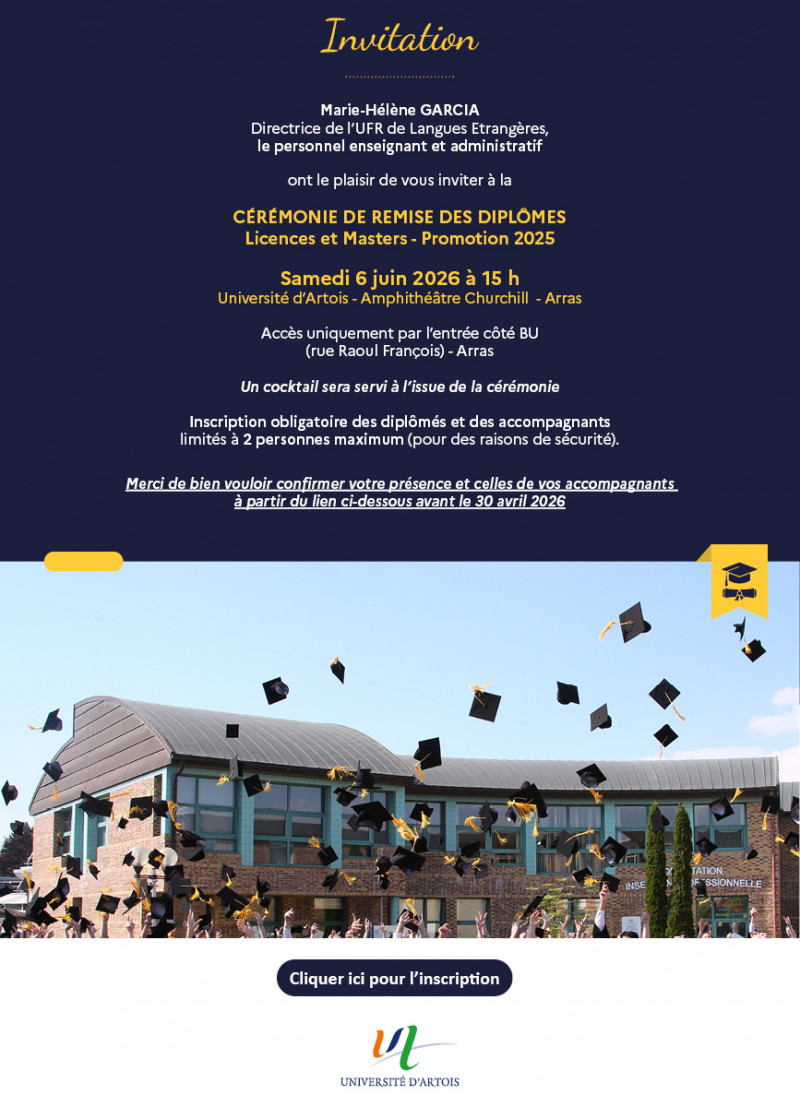 Invitation &agrave; la c&eacute;r&eacute;monie de remise des dipl&ocirc;mes - Promotion 2025 