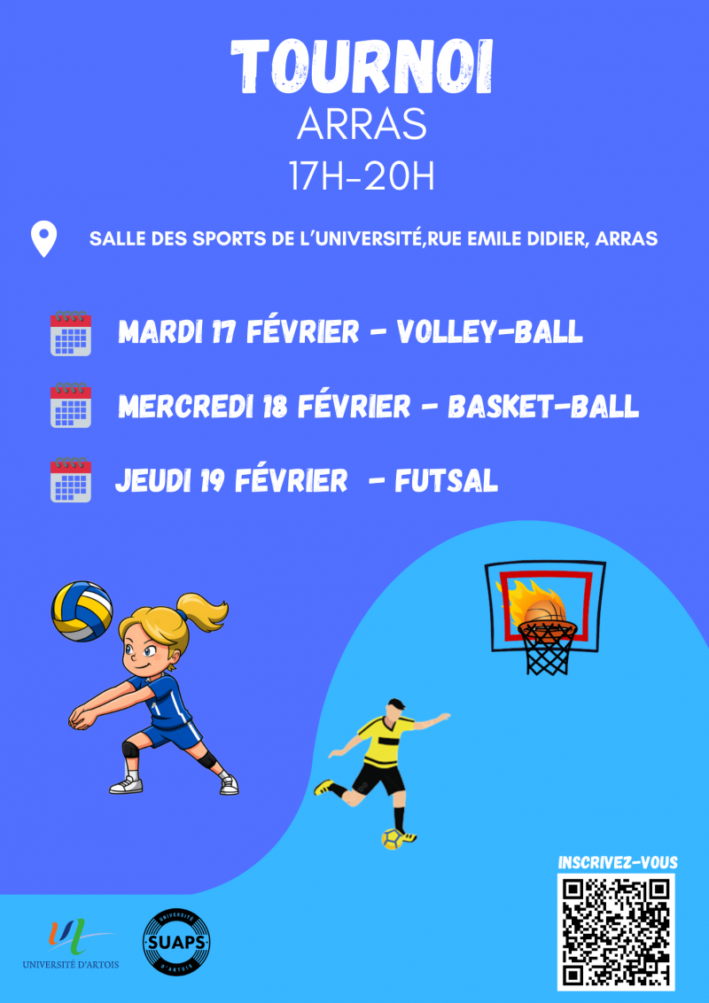TOURNOI VOLLEY-BALL/ BASKET-BALL/ FUTSAL - 17,18,19 F&Eacute;VRIER - ARRAS