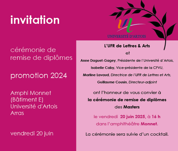 Cérémonie de remise de diplômes 2023-2024  Licence  Lettres - Lettres Histoire Droit - Arts du spectacle 