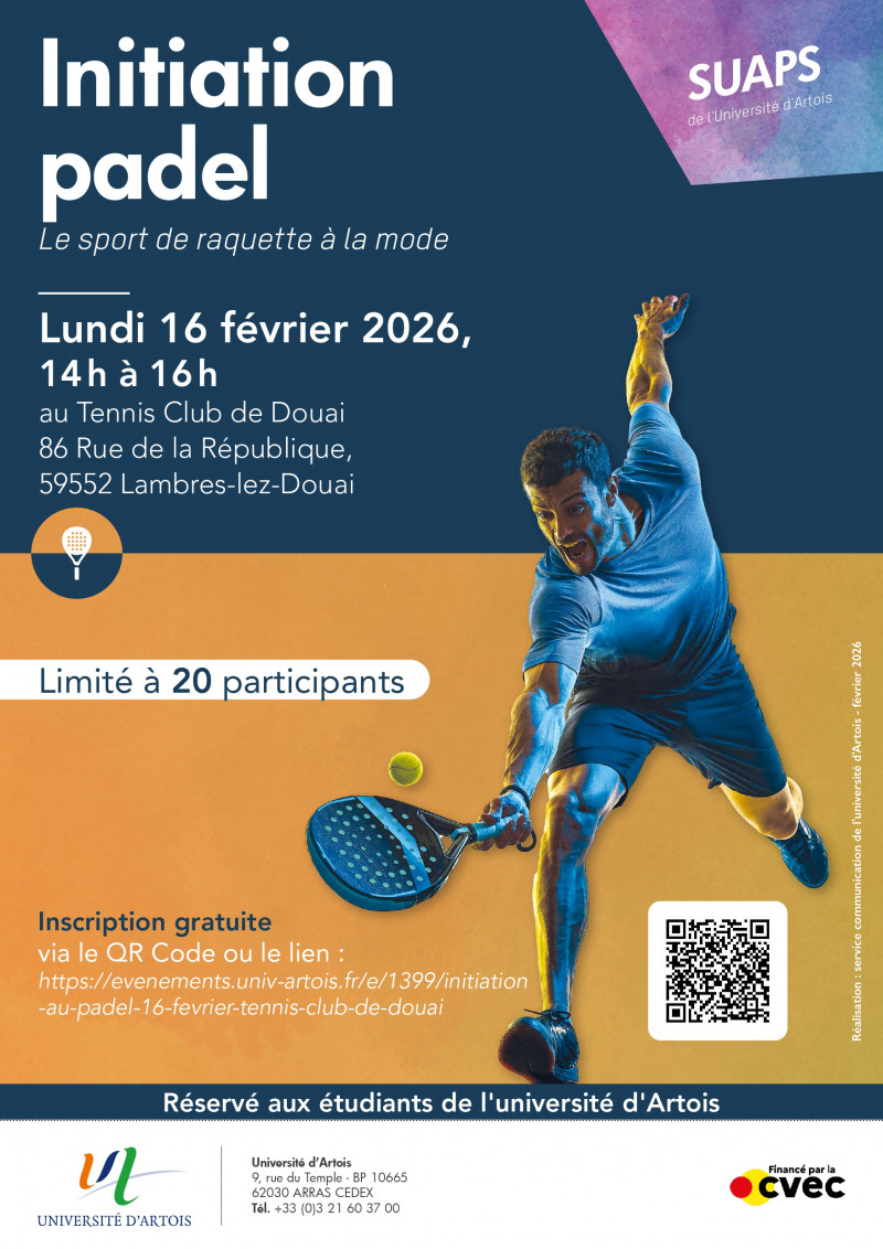INITIATION AU PADEL - 16 F&Eacute;VRIER - TENNIS CLUB DE DOUAI