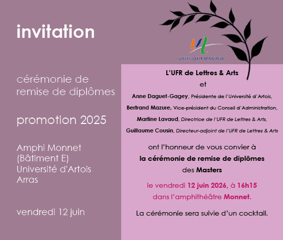 C&eacute;r&eacute;monie de remise de dipl&ocirc;mes 2024-2025  Master RL - LEJ - FLE - ASSV - MEM - MEEF