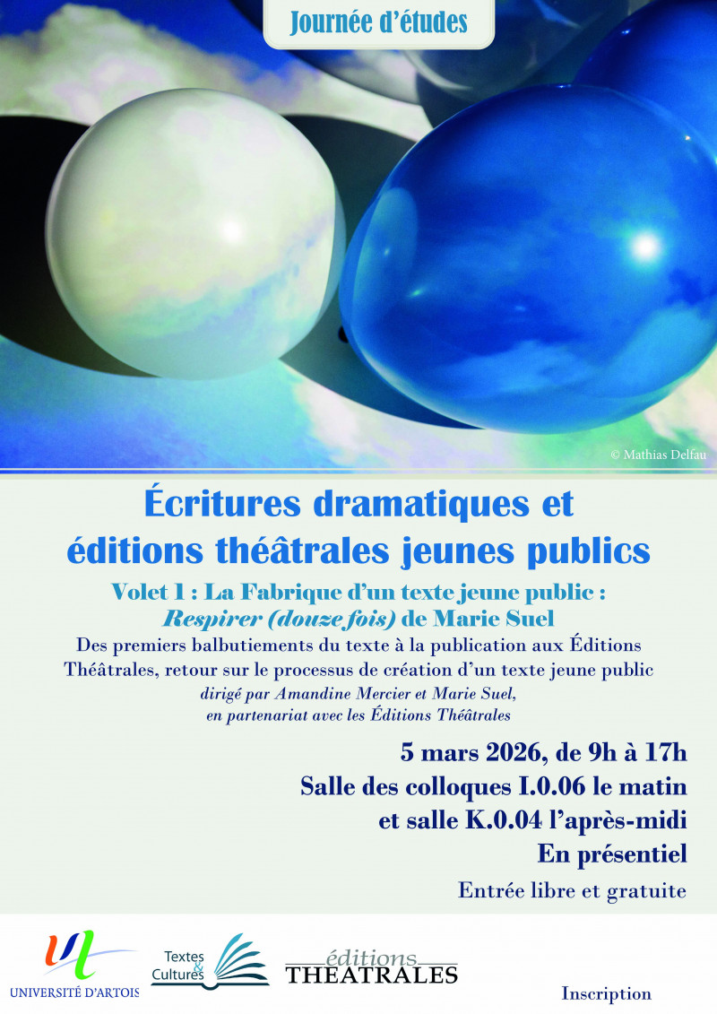 Journ&eacute;e d'&eacute;tudes "Ecritures dramatiques et &eacute;ditions th&eacute;&acirc;trales jeunes publics"