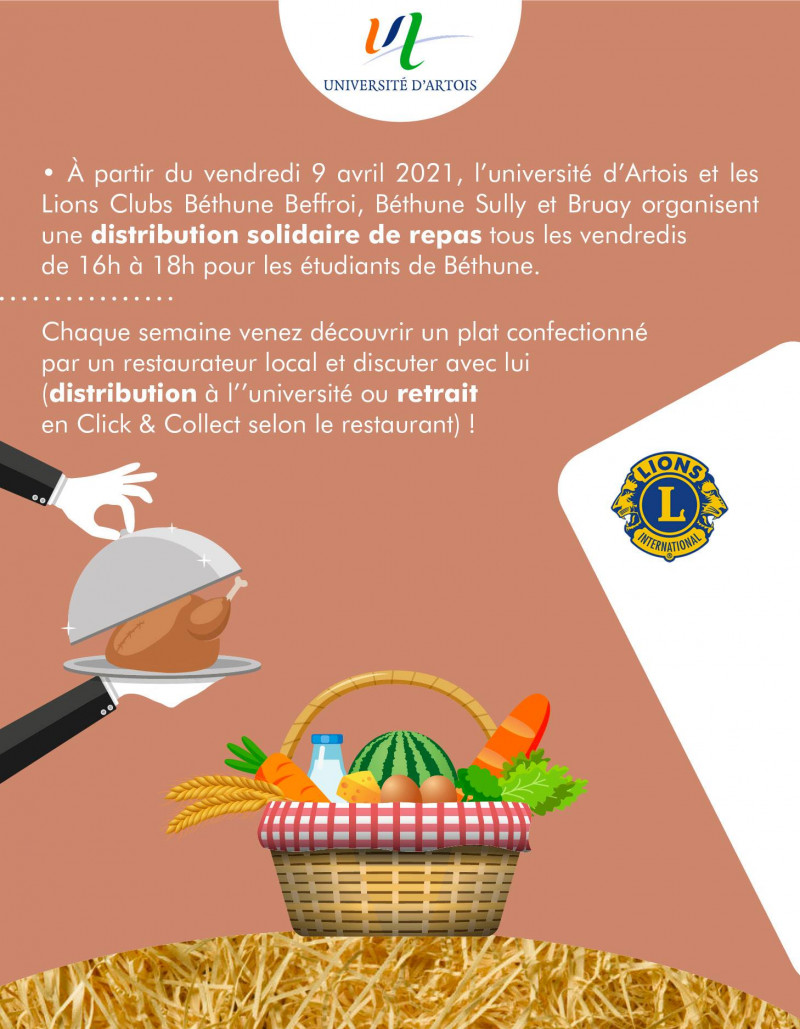Distribution solidaire de repas avec le Lions Club et La Dolce Vita à Bruay